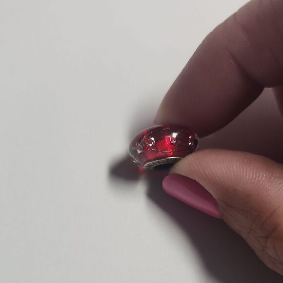 Chamilia CITY LIGHTS ORANGE STEEL (RED) Murano Glass Sterling Bead 2116-0078 - Picture 3 of 3